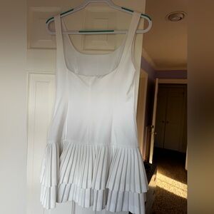 Zara White Pleated Hem Tank Top